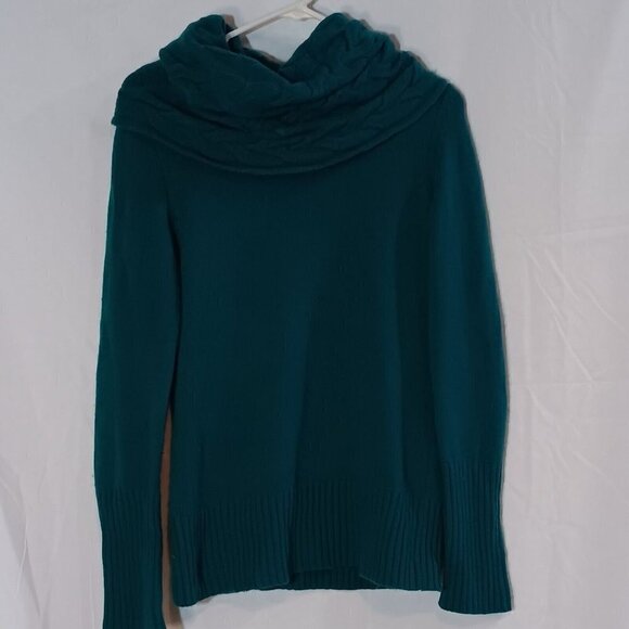 Banana Republic Sweater Ladies Teal Green Medium Cowl Neck Italian Yarn - Picture 1 of 9